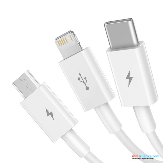 Baseus Superior Series 1m Fast Charging Data Cable USB to M+L+C 3.5A Stellar White (6M)